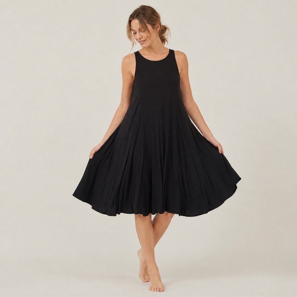 Gap Fit and Flare Dress Womens Small Black Mixed Media Racerback Mini 960285